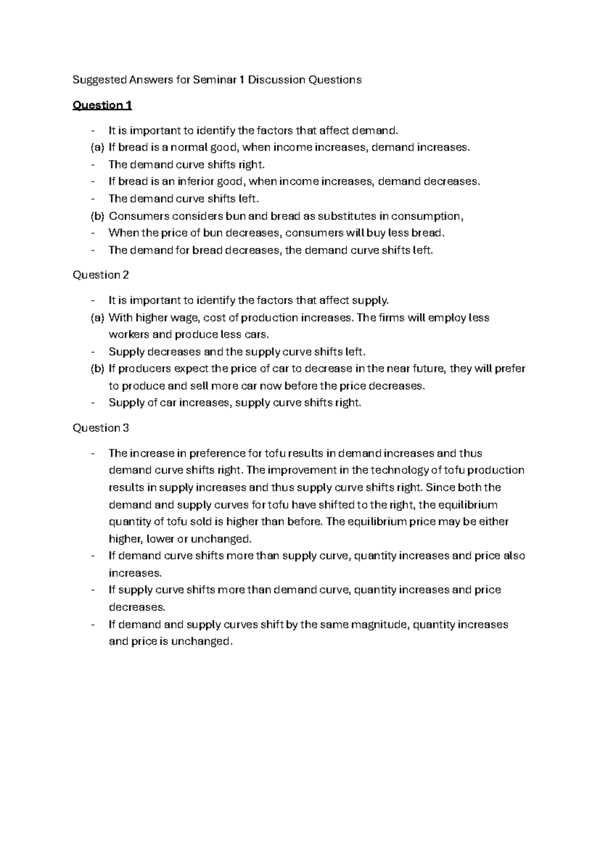 Seminar 1 Discussion Questions - Suggested Answers for Seminar 1 ...