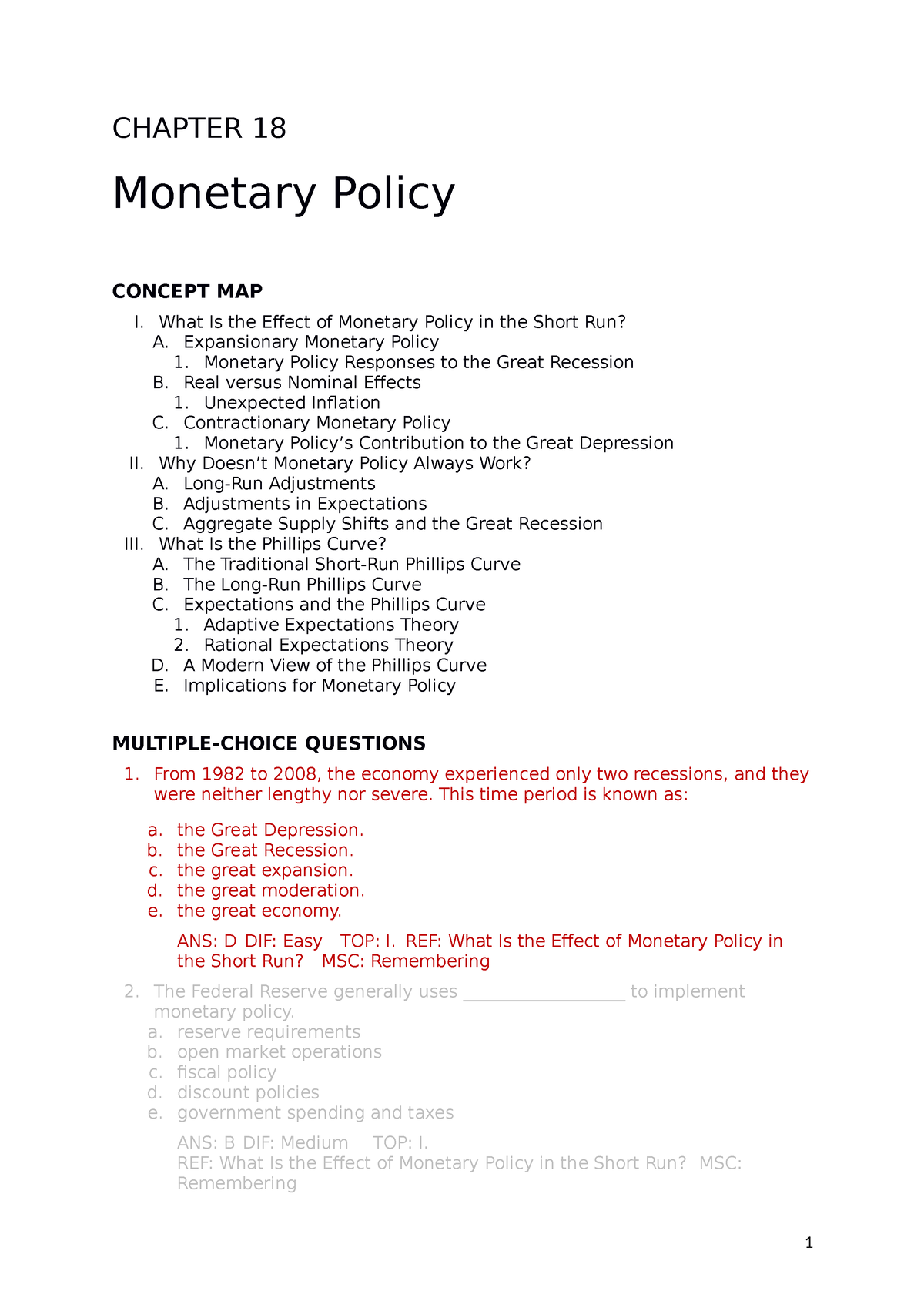 Monetary Policies In Economy - CHAPTER 18 Monetary Policy CONCEPT MAP I ...