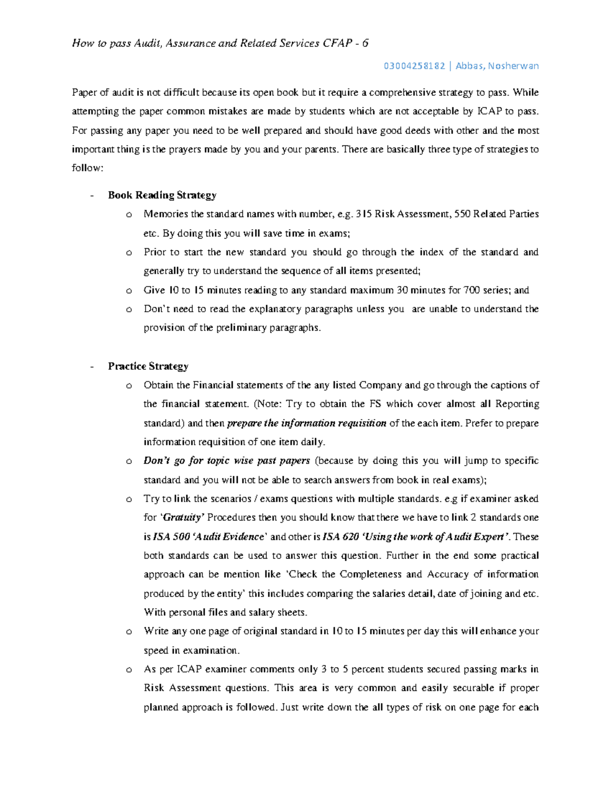 Audit Strategy - How To Pass Audit, Assurance And Related Services CFAP ...