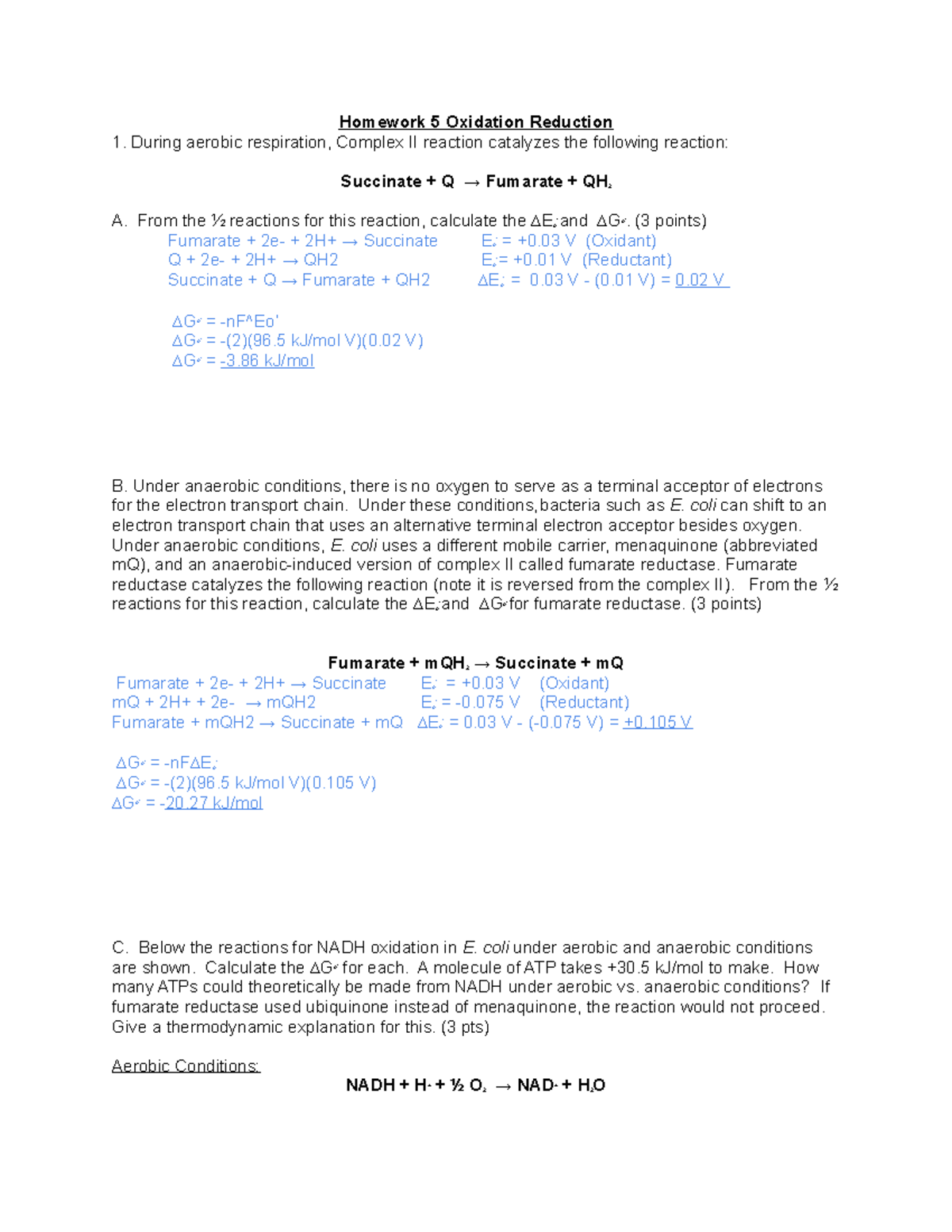 Homework 5 Oxidation Reduction Studocu