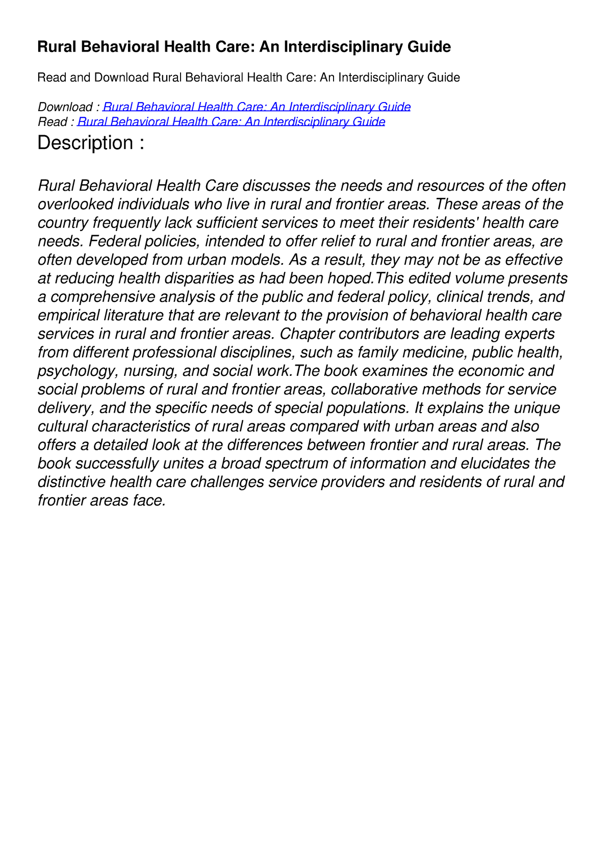 read-pdf-rural-behavioral-health-care-an-interdisciplinary-guide