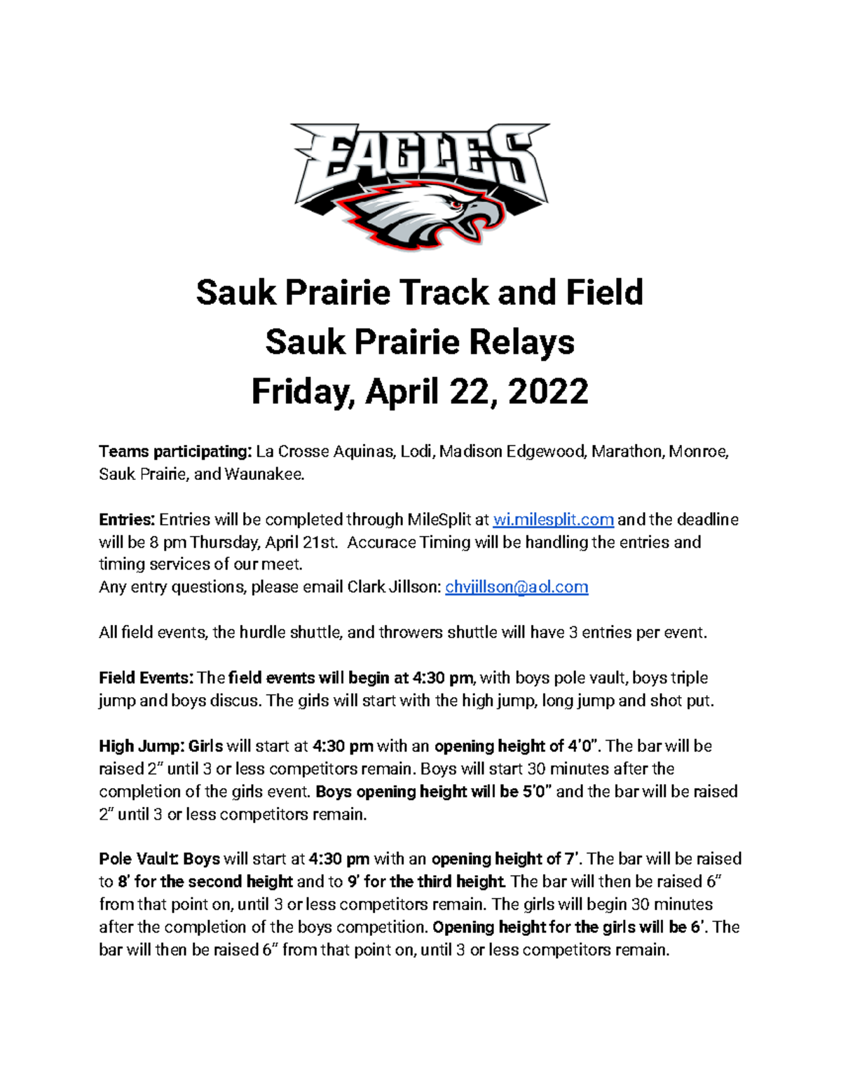 4 22 22-sauk prairie relays info letter - Sauk Prairie Track and Field ...