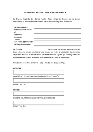 acta-de-entrega-de-donacion-en-especie - ACTA DE ENTREGA DE DONACIONES EN  ESPECIE La Empresa - Studocu