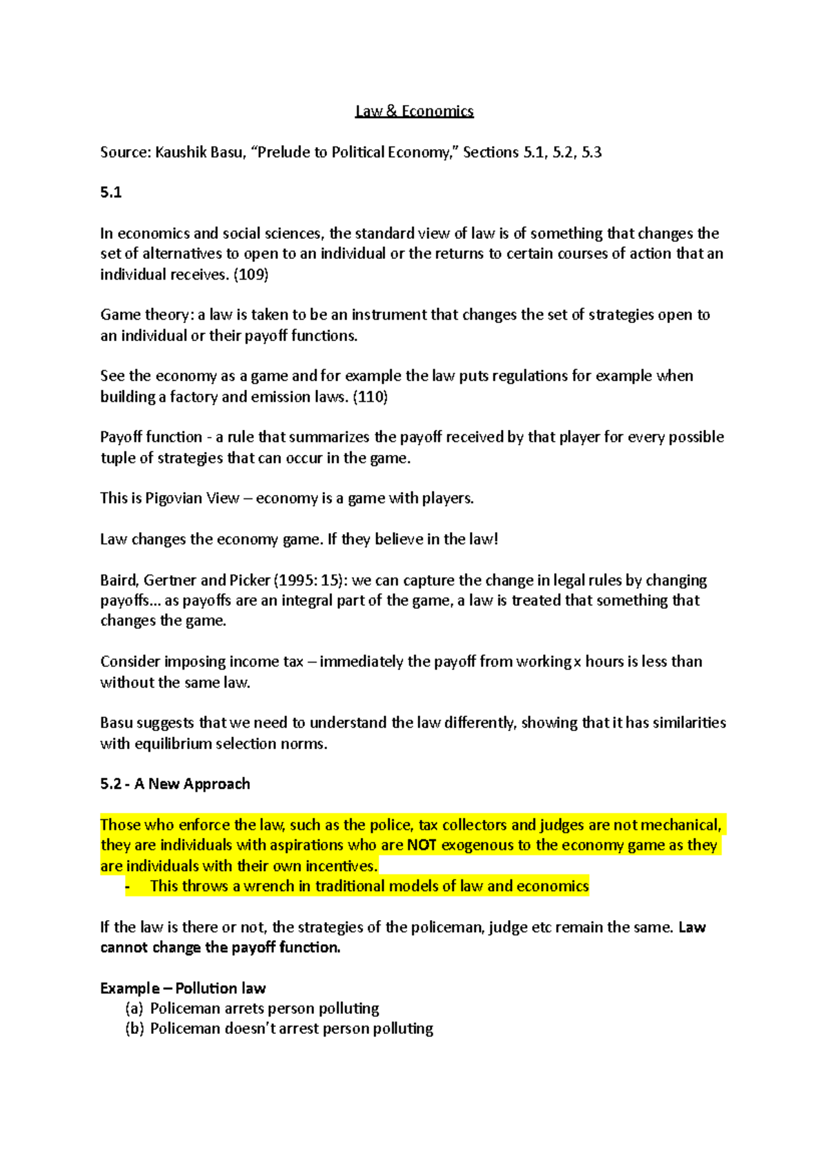 Law and Economics - Law & Economics Source: Kaushik Basu, “Prelude to ...