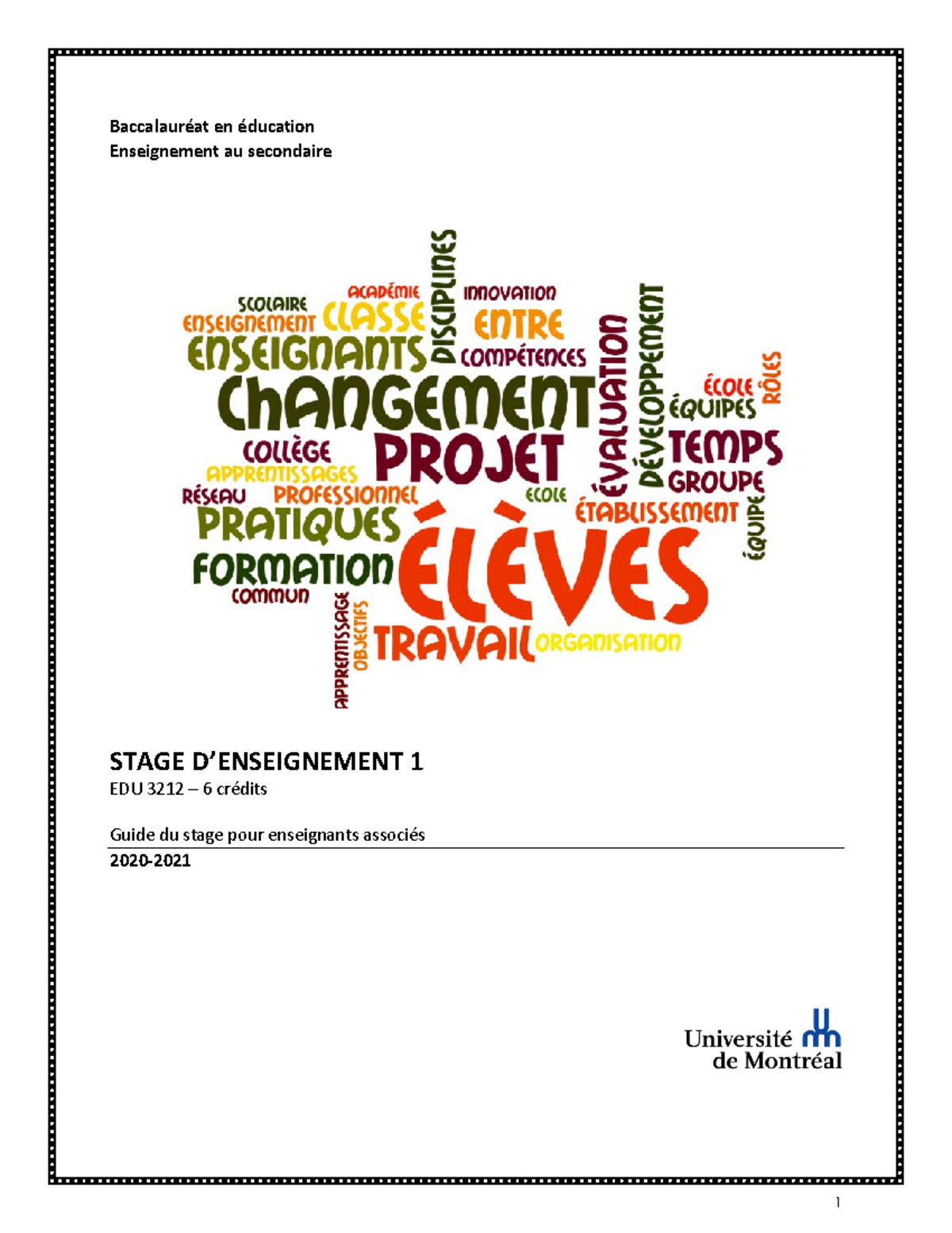 Guide de stage EDU 3212 2020-2021 - Master MEEF 2nd degré parcours ...
