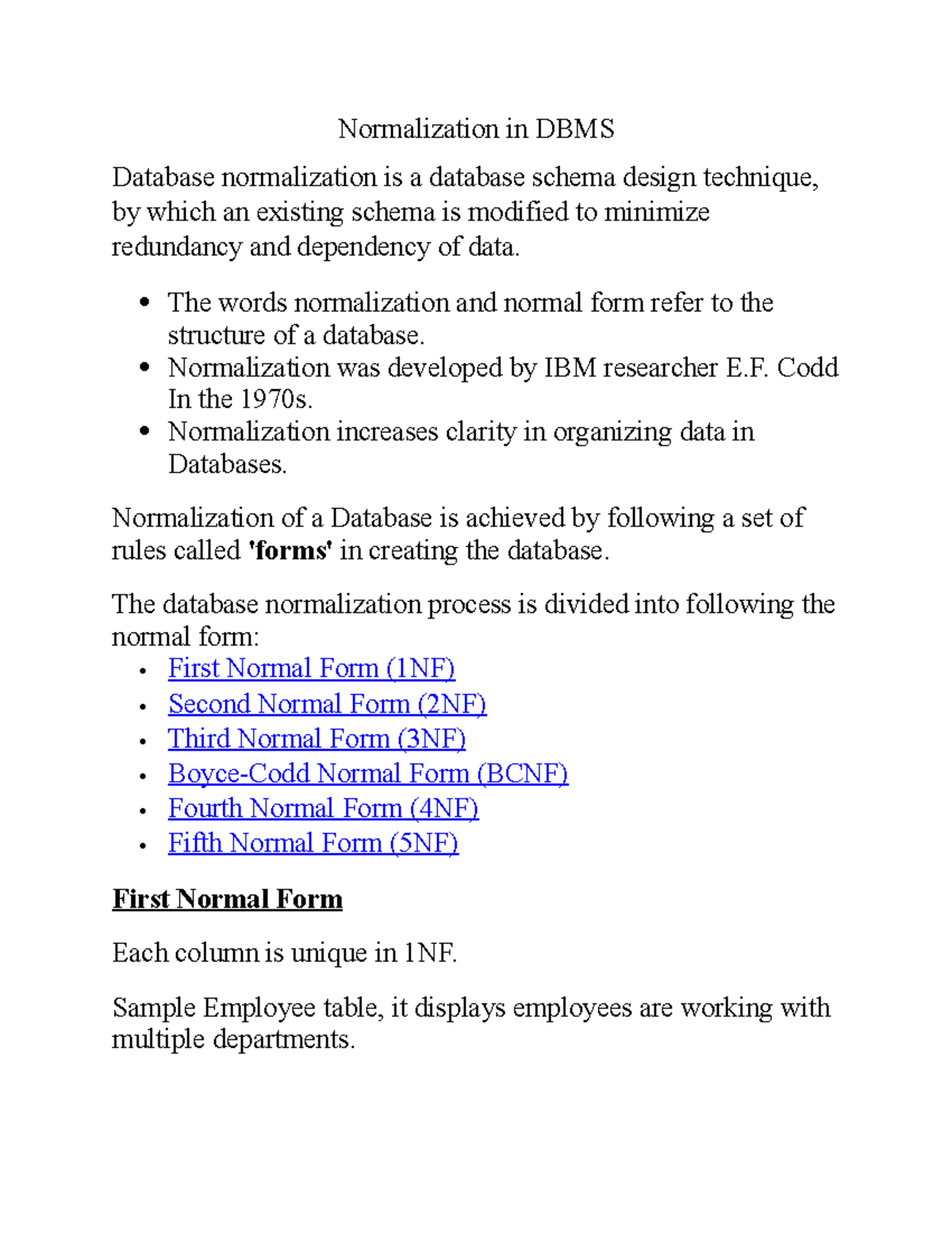 DBMS -Notes- 7 - Lecture Note - Normalization In DBMS Database ...