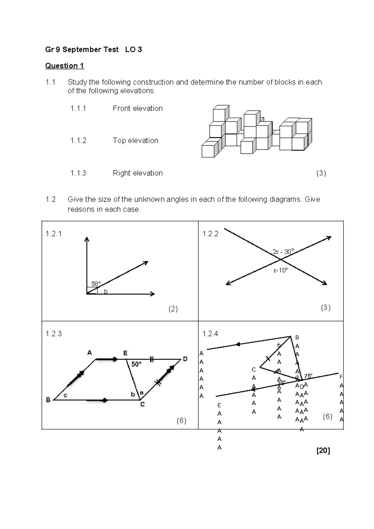 Gr 9 Test Maths LO3 - Grade level 2of and to my be my life orientation ...
