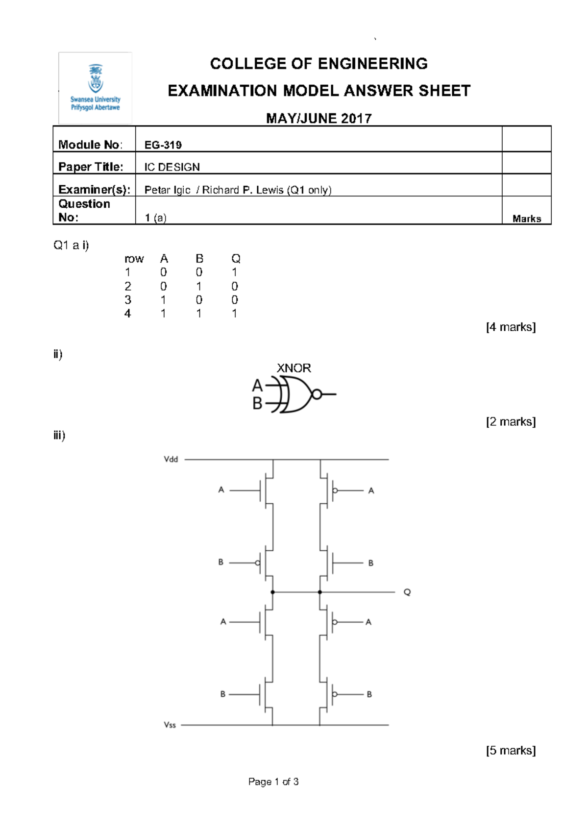 EG-319 Model Answer Sheet Sem 2 2016-17 Q1 - ` Page 1 of 3 COLLEGE OF ...
