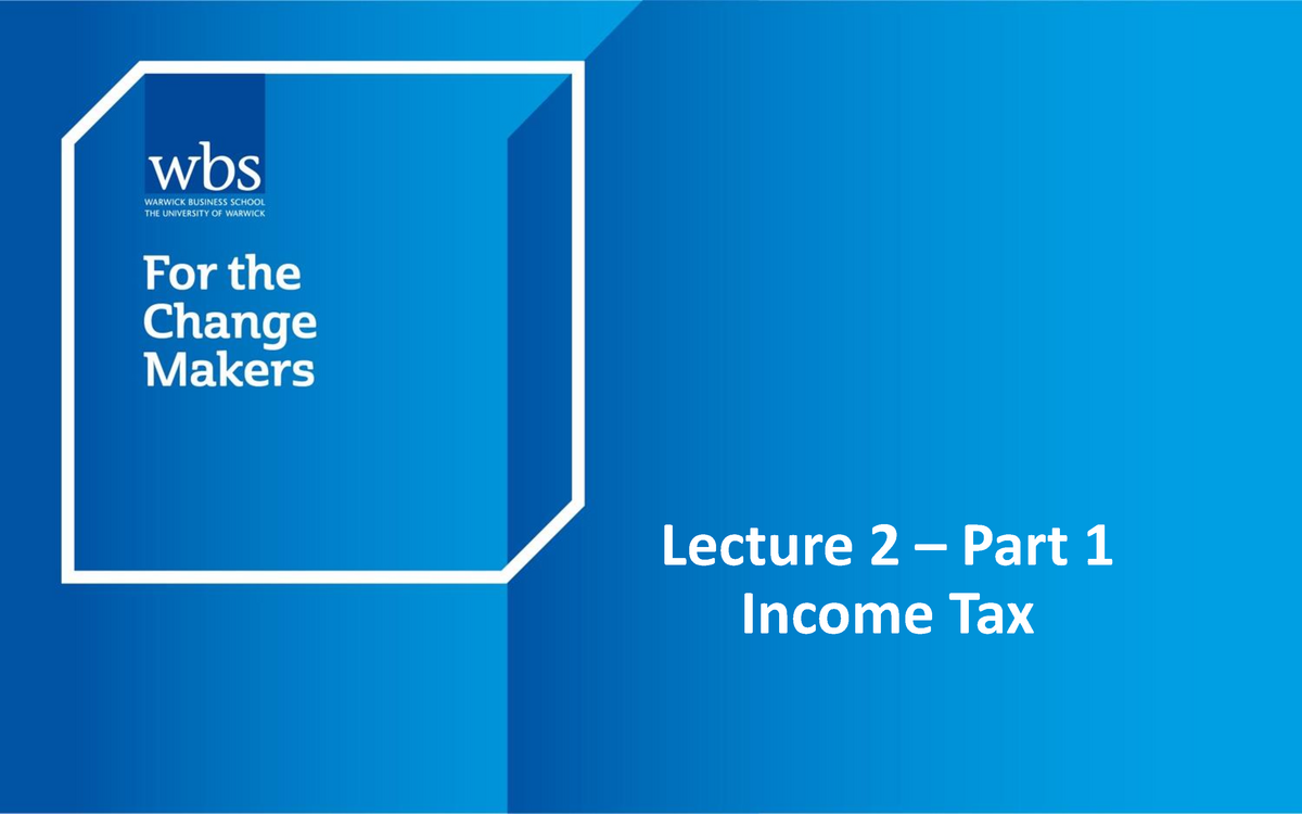 Lecture 2 Part 1 Wbs Live - Lecture 2 – Part 1 Income Tax Differentiate ...