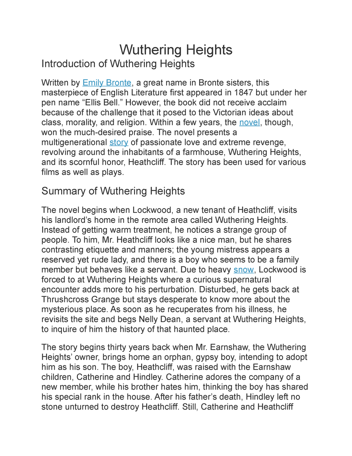 thesis for wuthering heights