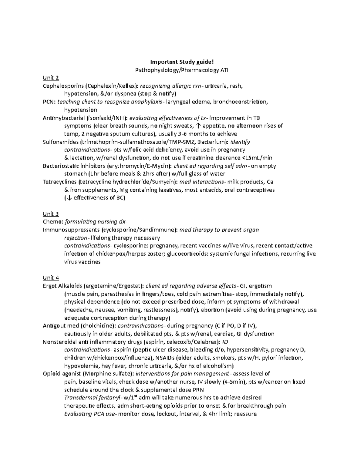 ATI Study Guide To improve ATI percentages to pass to the next level