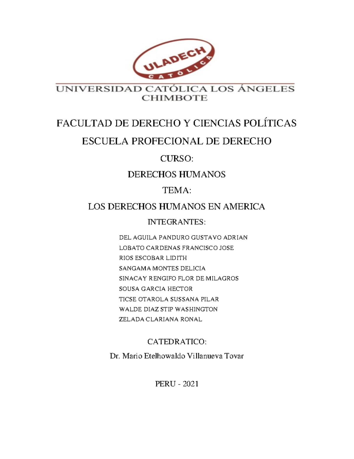 LOS Derechos Humanos EN America - FACULTAD DE DERECHO Y CIENCIAS ...