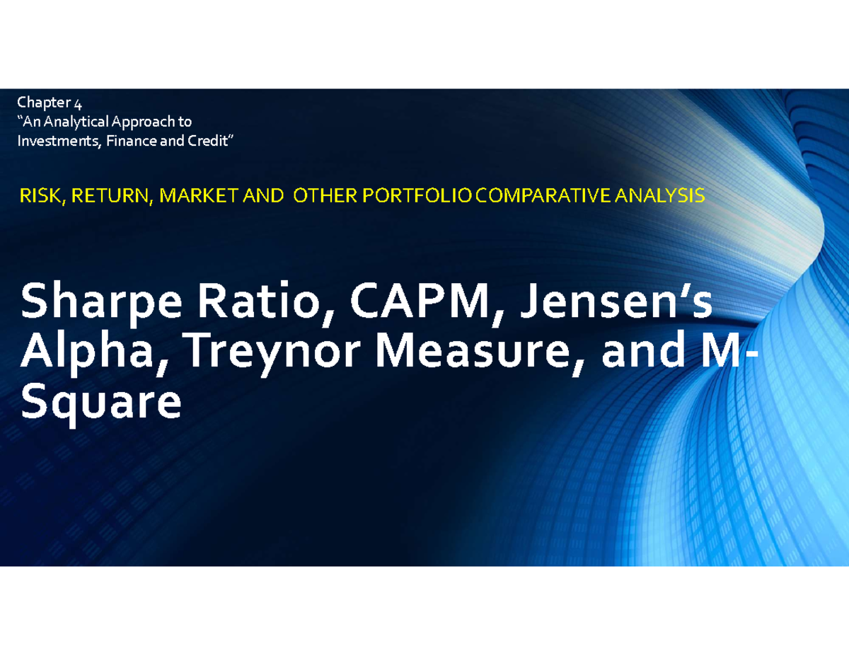 Sharpe, Treynor And Jensen Measures - Sharpe Ratio, CAPM, Jensen’s ...