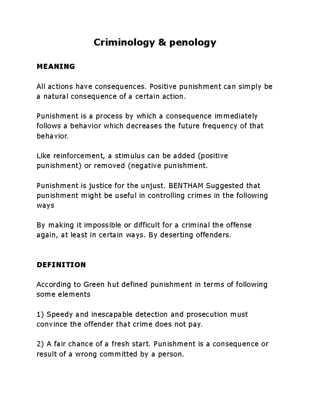 Criminology and penology Criminology & penology MEANING All actions