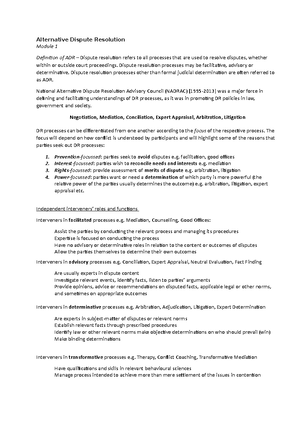 366099222 ADR Notes pdf - What is Alternative Dispute Resolution (ADR ...