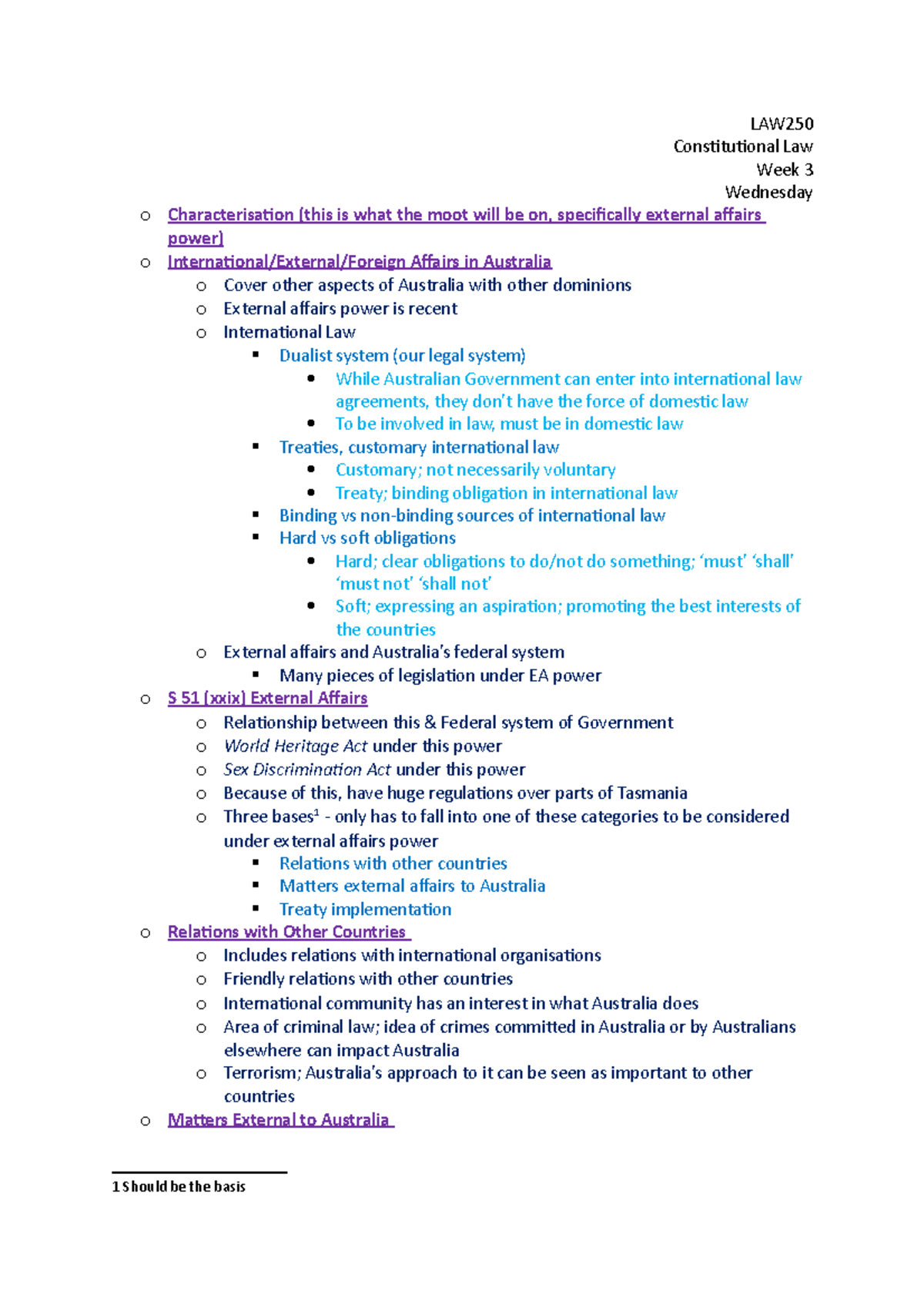 Week 3 Wed Const - Lecture notes 3 - LAW Constitutional Law Week 3 ...