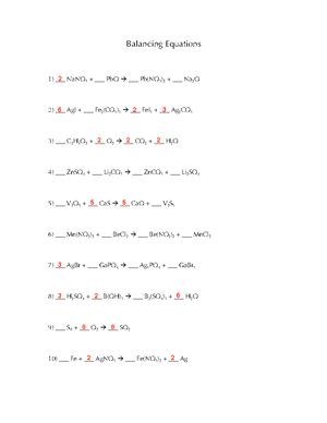 Balancing Equations - Answer Key - StuDocu