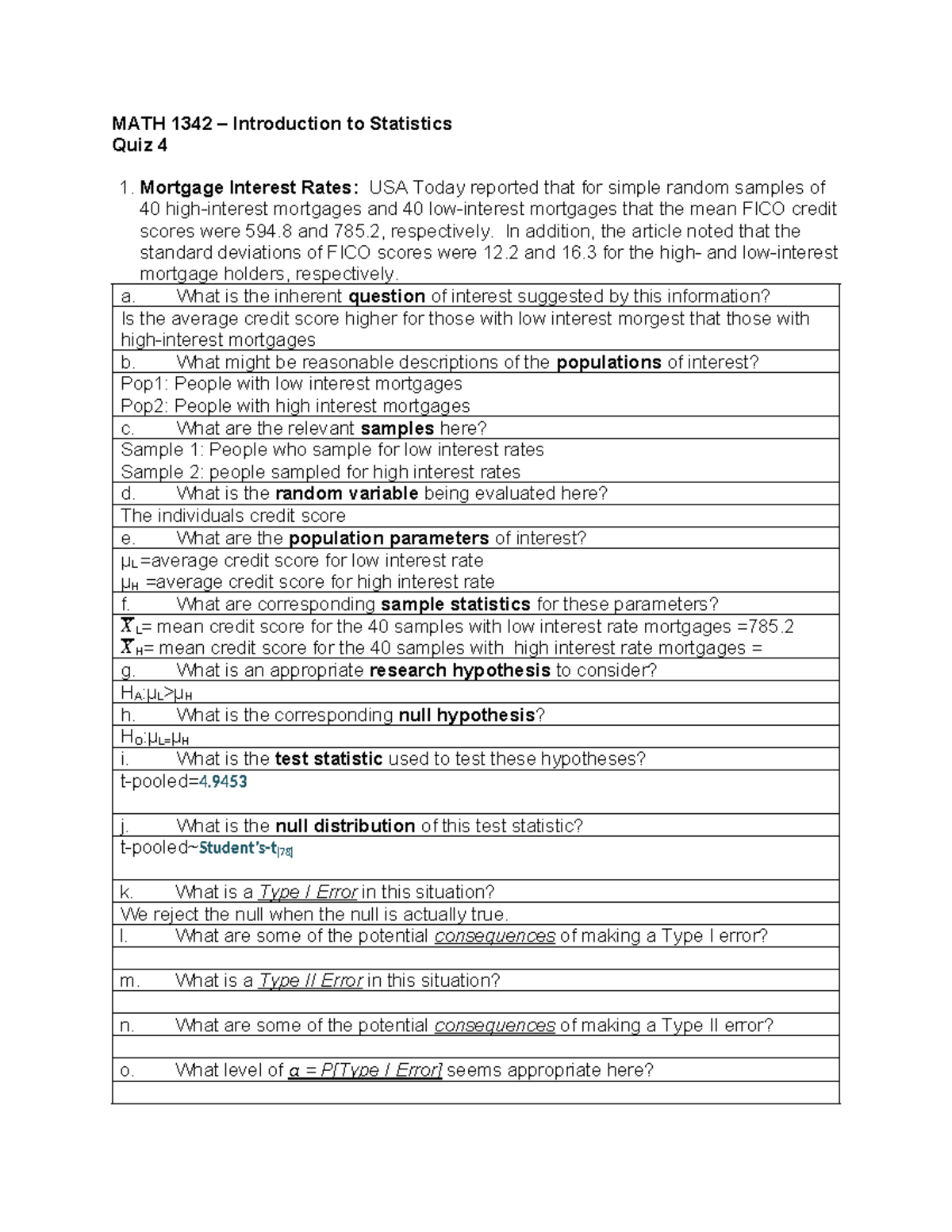 MATH 1342 - Quiz-4 - sdsdsd - MATH 1342 – Introduction to Statistics ...