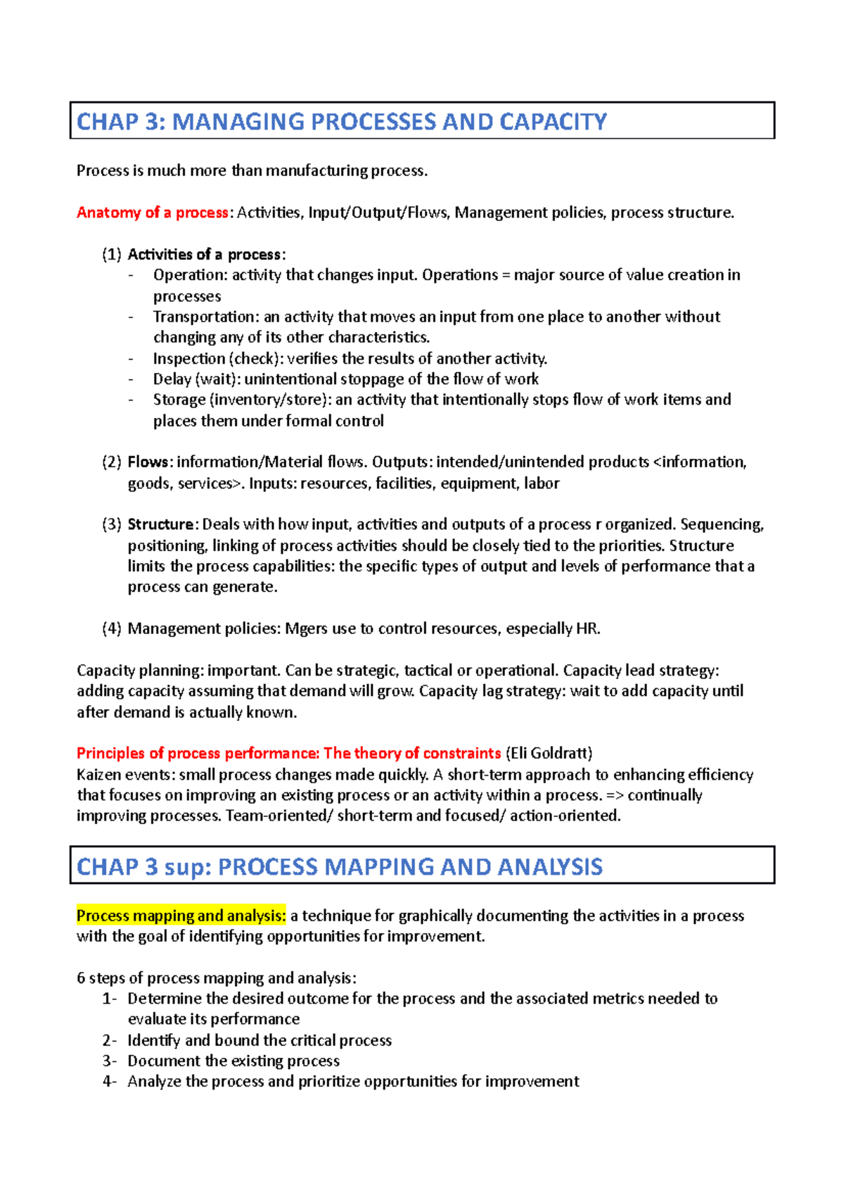 Scm 800 Lecture Notes Chap 3 Managing Processes And Capacity Process Is Much More Than Studocu