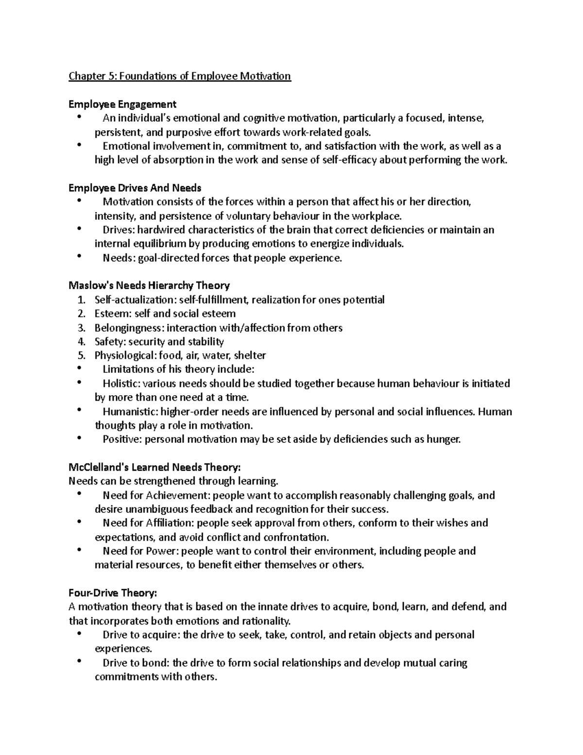 Mhr-notes - Lecture notes 5-11 - Chapter 5: Foundations of Employee ...