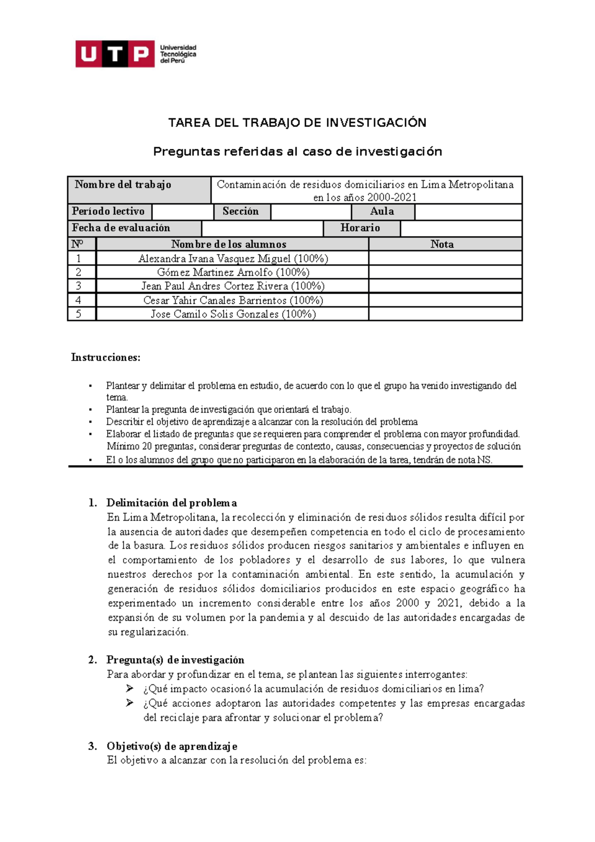 Modelo De AC-semana 3 - TAREA DEL TRABAJO DE INVESTIGACIÓN Preguntas ...