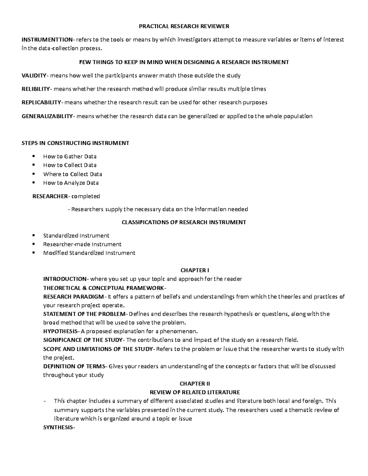 Practical Research Reviewer - PRACTICAL RESEARCH REVIEWER ...