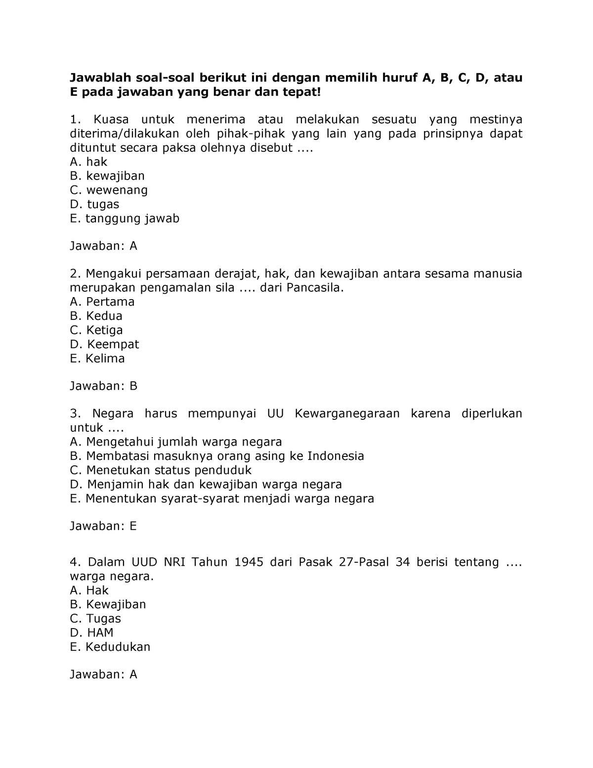 SOAL UTS PPKN Kelas 12 EDIT 2022 - Jawablah Soal-soal Berikut Ini ...