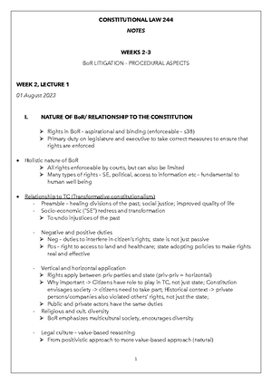 Constitutional Law 244 Tutorial 1 - CONSTITUTIONAL LAW 244 STAATSREG ...
