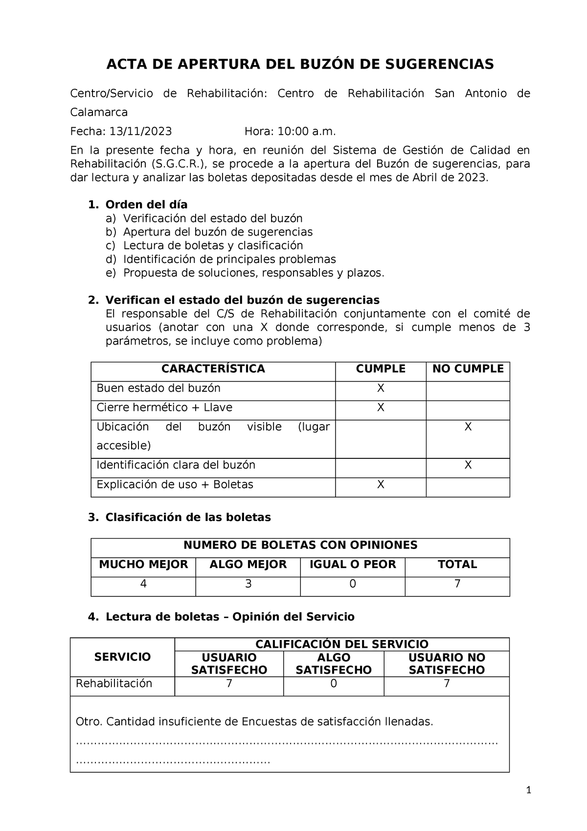 Acta Apertura Buzón 13 De Noviembre Acta De Apertura Del BuzÓn De