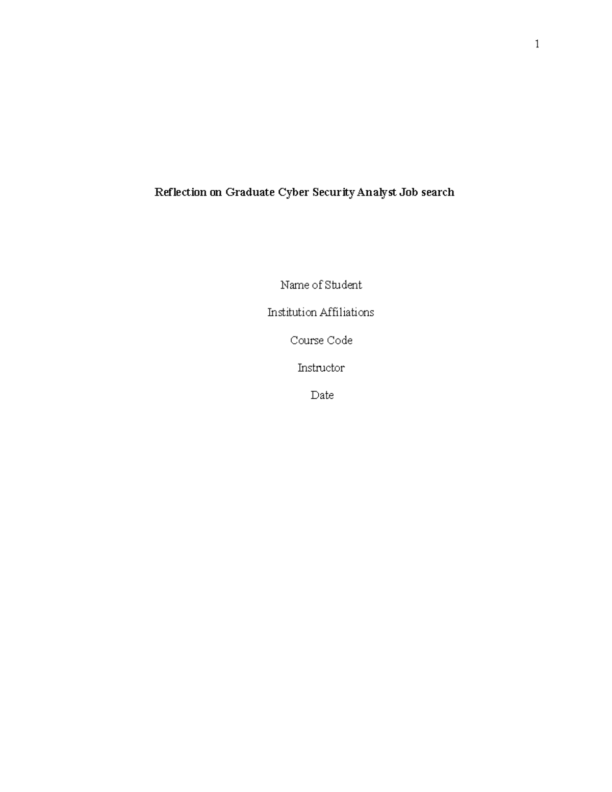 #110963 Computer science - Reflection on Graduate Cyber Security ...