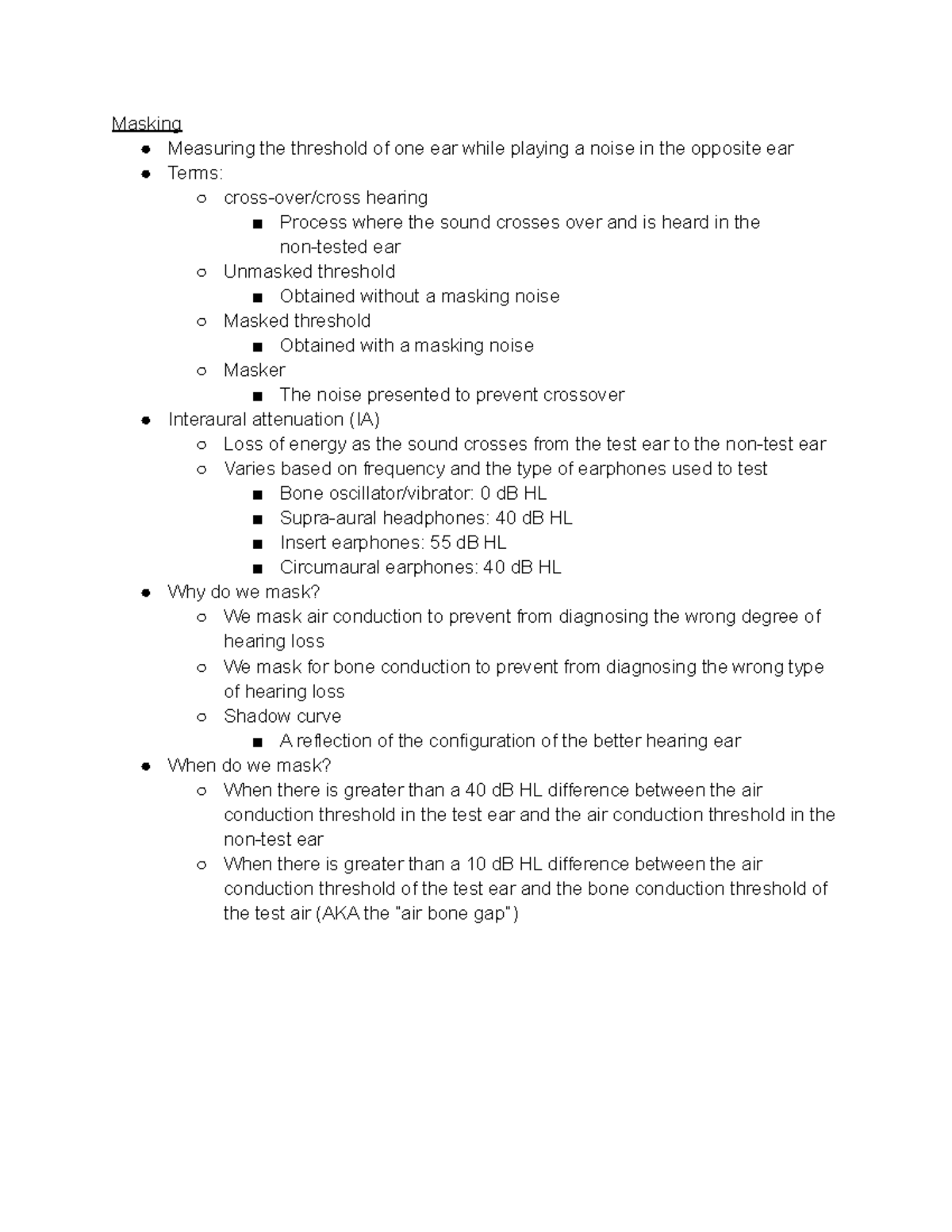 Masking - Masking Measuring the threshold of one ear while playing a ...