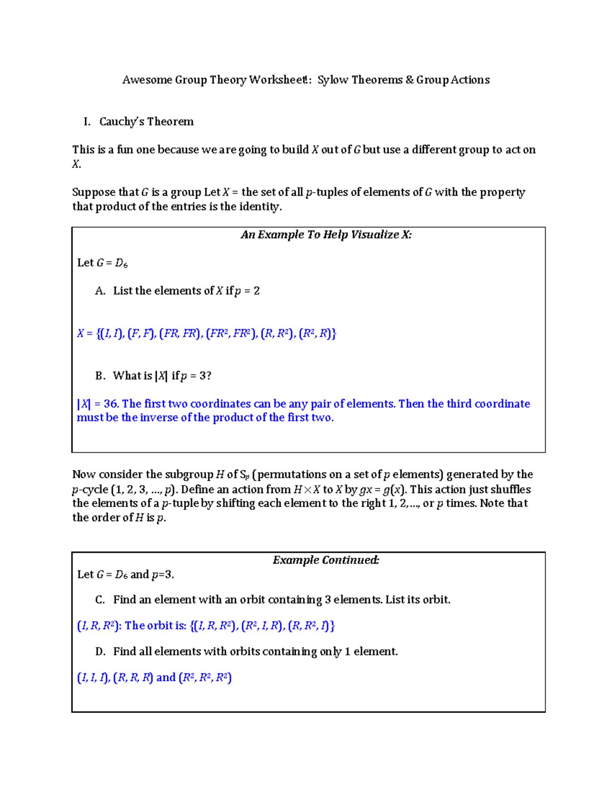 Sylow Theorems Wk Sheet 1 Solutions - Awesome Group Theory Worksheet ...