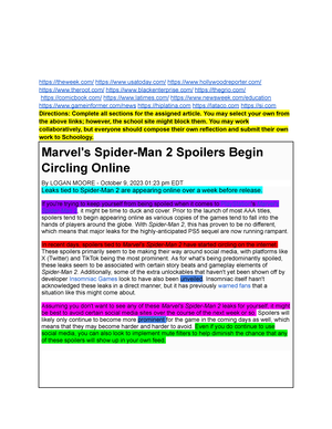 Marvel's Spider-Man 2 Spoilers Begin Circling Online