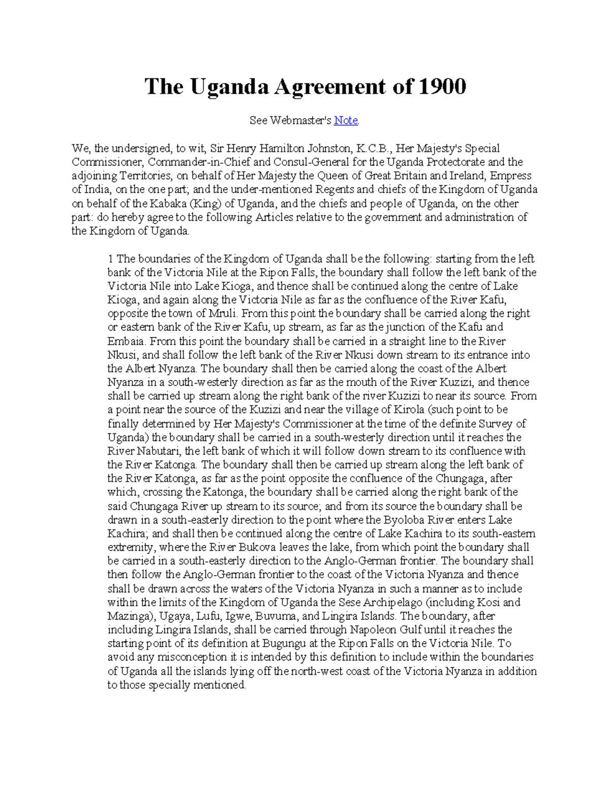The Uganda Agreement of 1900 - Copy - The Uganda Agreement of 1900 See ...