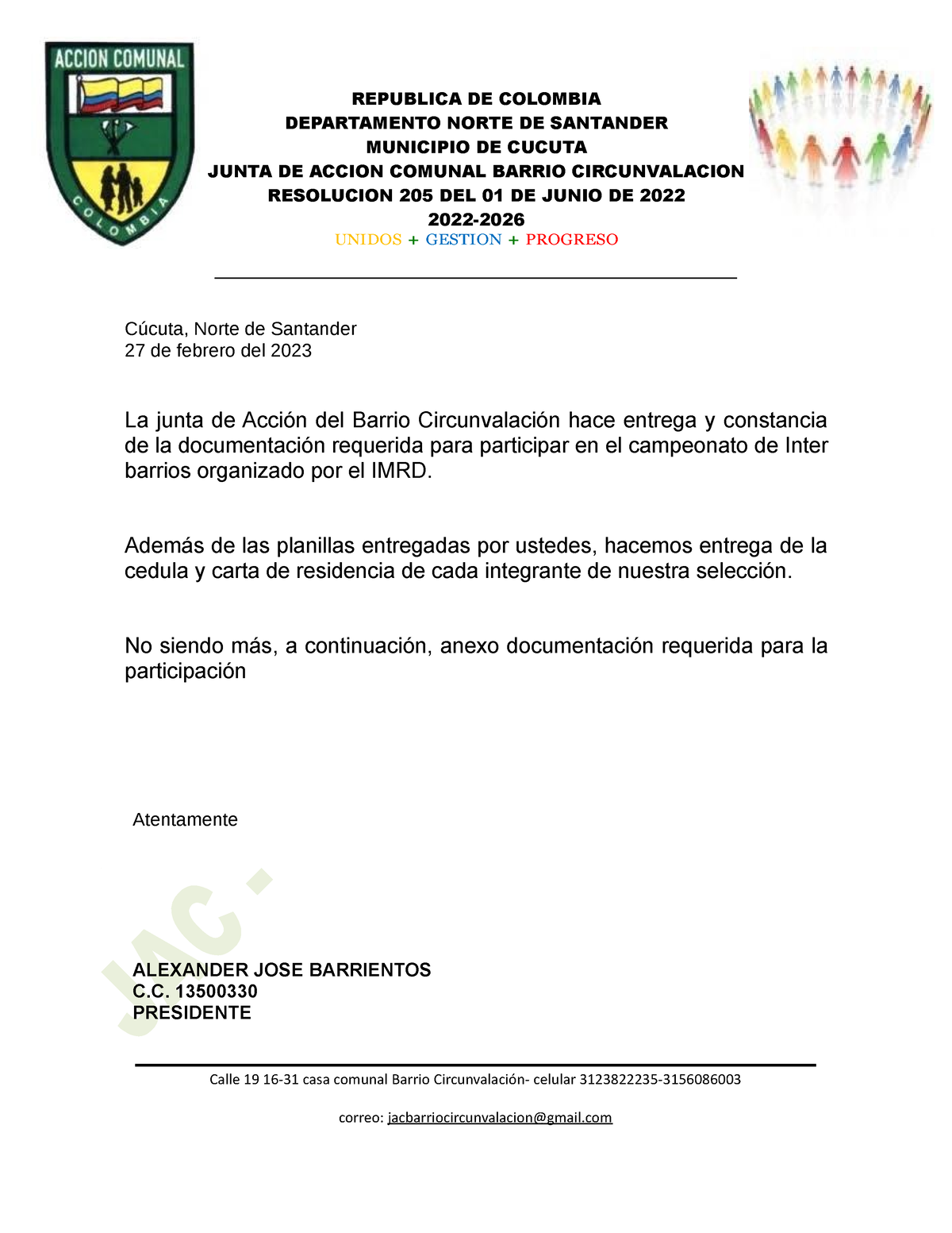 Carta De Recomendacion Jac C Cuta Norte De Santander De Febrero