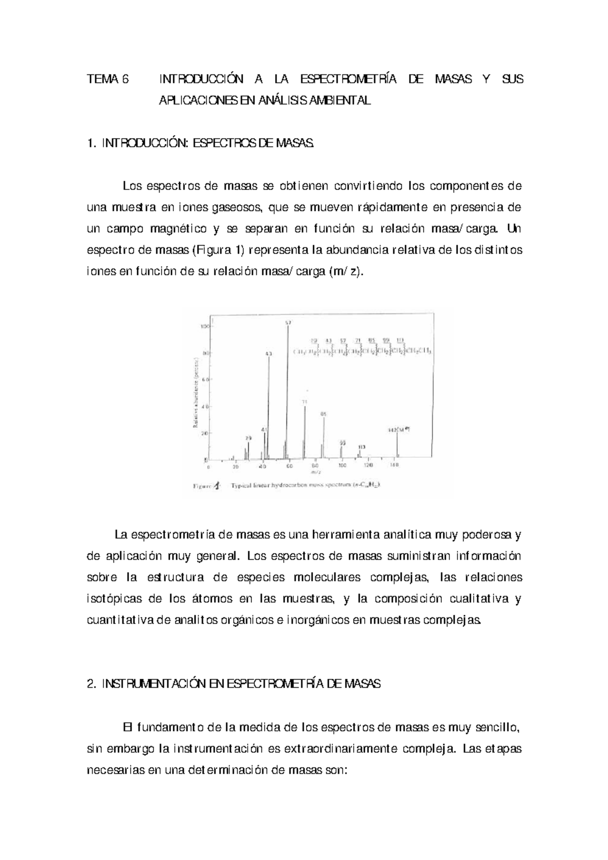 Tema7 - TEMA 6 INTRODUCCIÓN A LA ESPECTROMETRÍA DE MASAS Y SUS ...