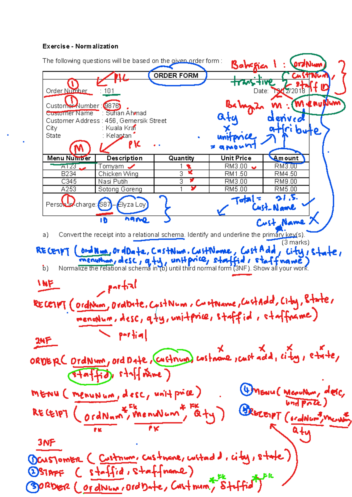 Exercise 1 - Normalization - Answer - Exercise - Normalization The ...