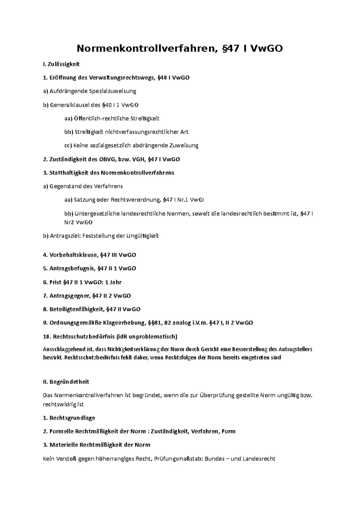 Normenkontrolle 47 Vwgo Schema Schema Normenkontrollverfahren - Normenkontrollverfahren, §47 I VwGO I