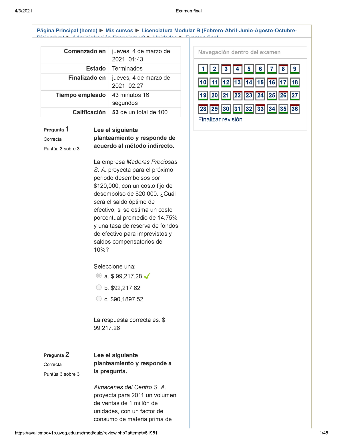 Examen Final - Página Principal (home) Mis Cursos Licenciatura Modular ...