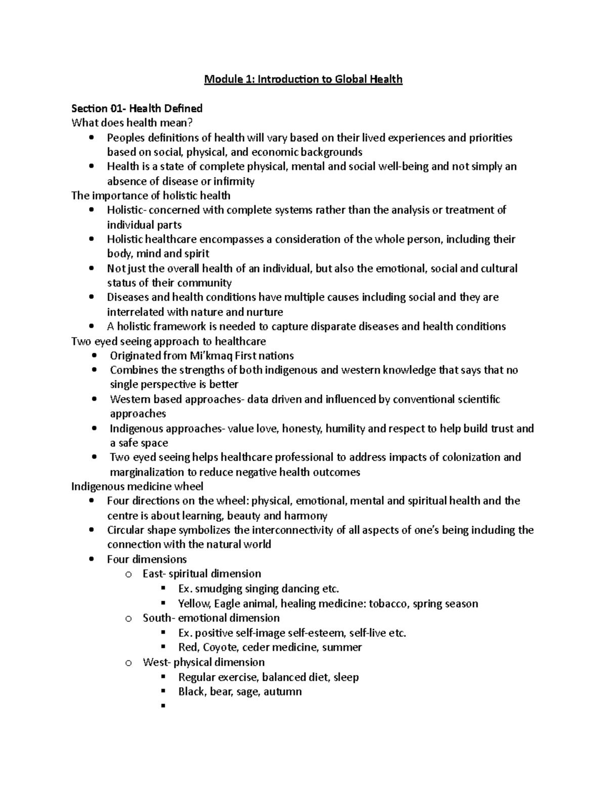 Module 1 Introduction To Global Health Module Notes. - Module 1 ...