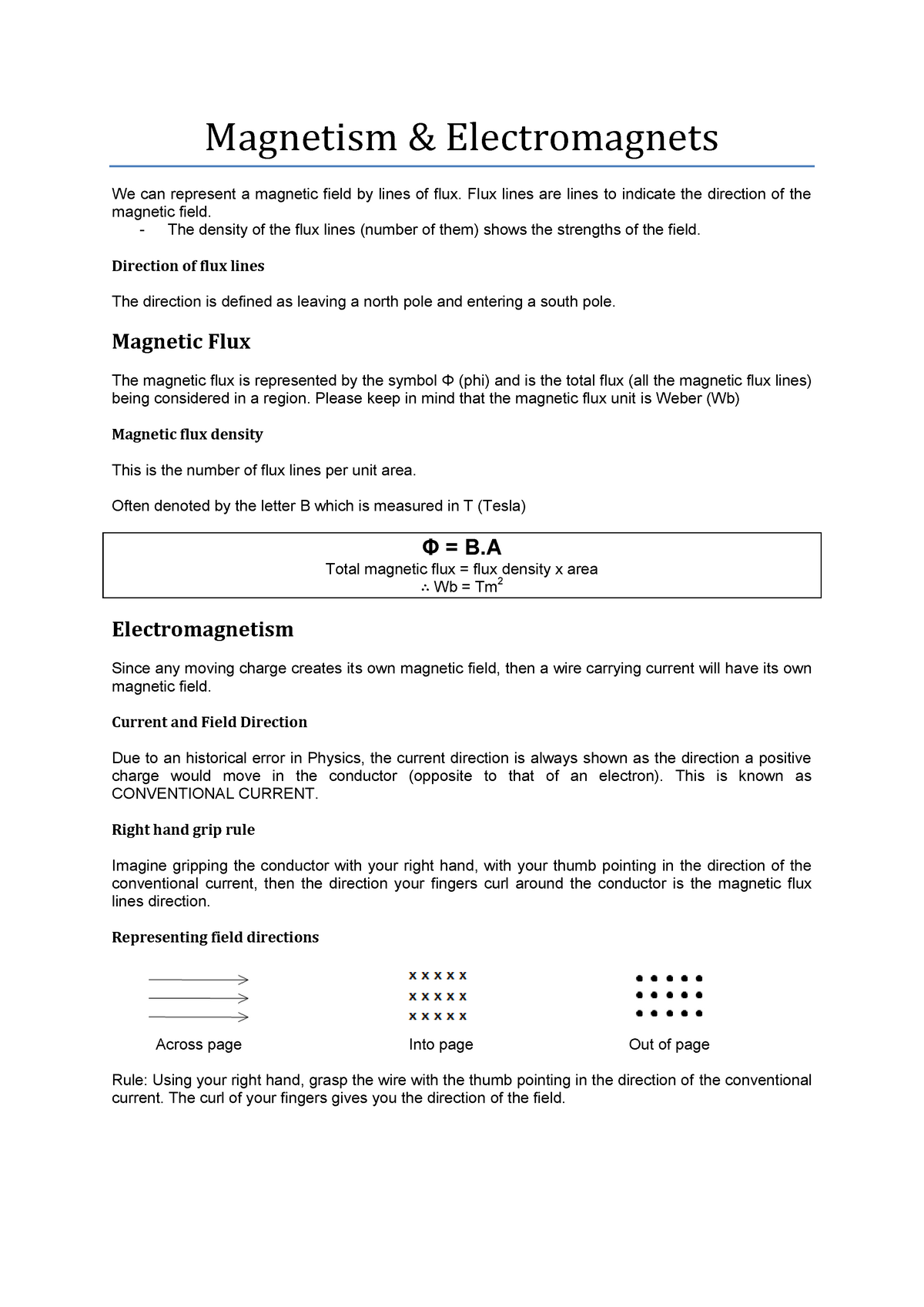 Magnetism-and-Electromagnets Notes 3AB Physics - Magnetism ...