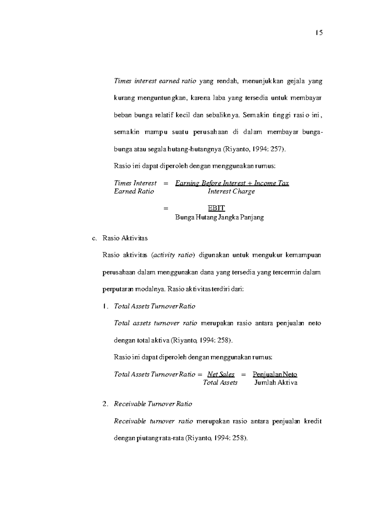 Makalah perekonomian-32 - 15 Times interest earned ratio yang rendah ...