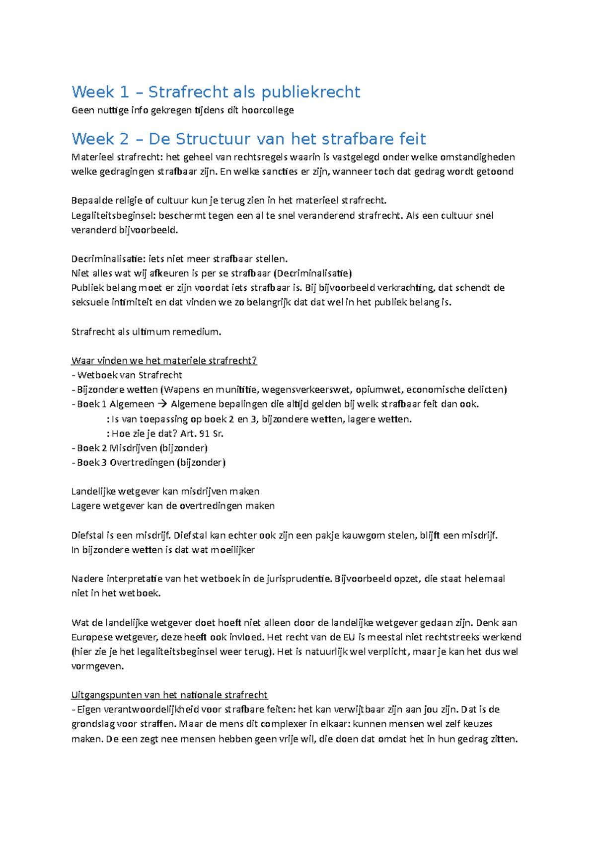 Hoorcollege Inleiding Strafrecht - Week 1 – Strafrecht Als Publiekrecht ...