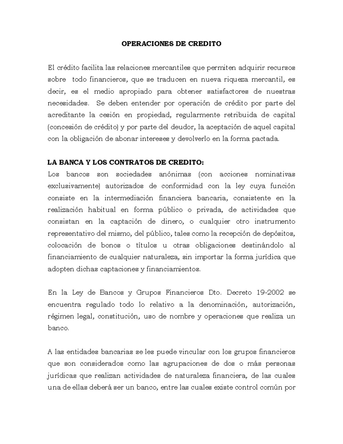 Operaciones+DE+CR%C3%89DITO - OPERACIONES DE CREDITO El crédito ...