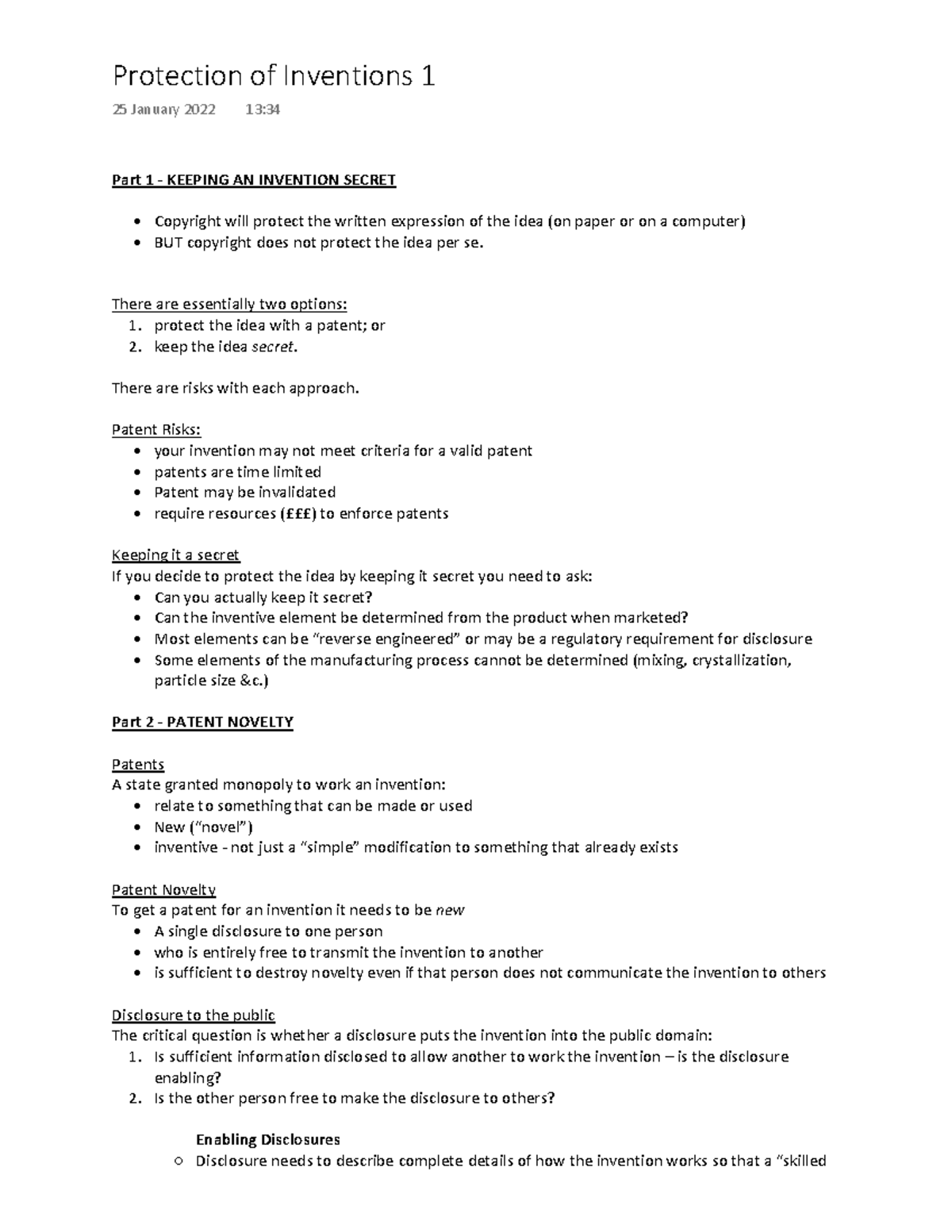 Protection of Inventions 1 - Part 1 - KEEPING AN INVENTION SECRET Copyright will protect the ...