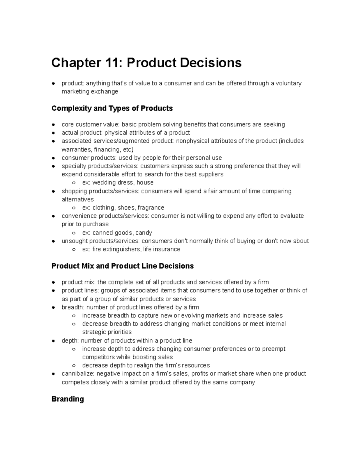 Chapter 11 Product Decisions - Chapter 11: Product Decisions Product ...