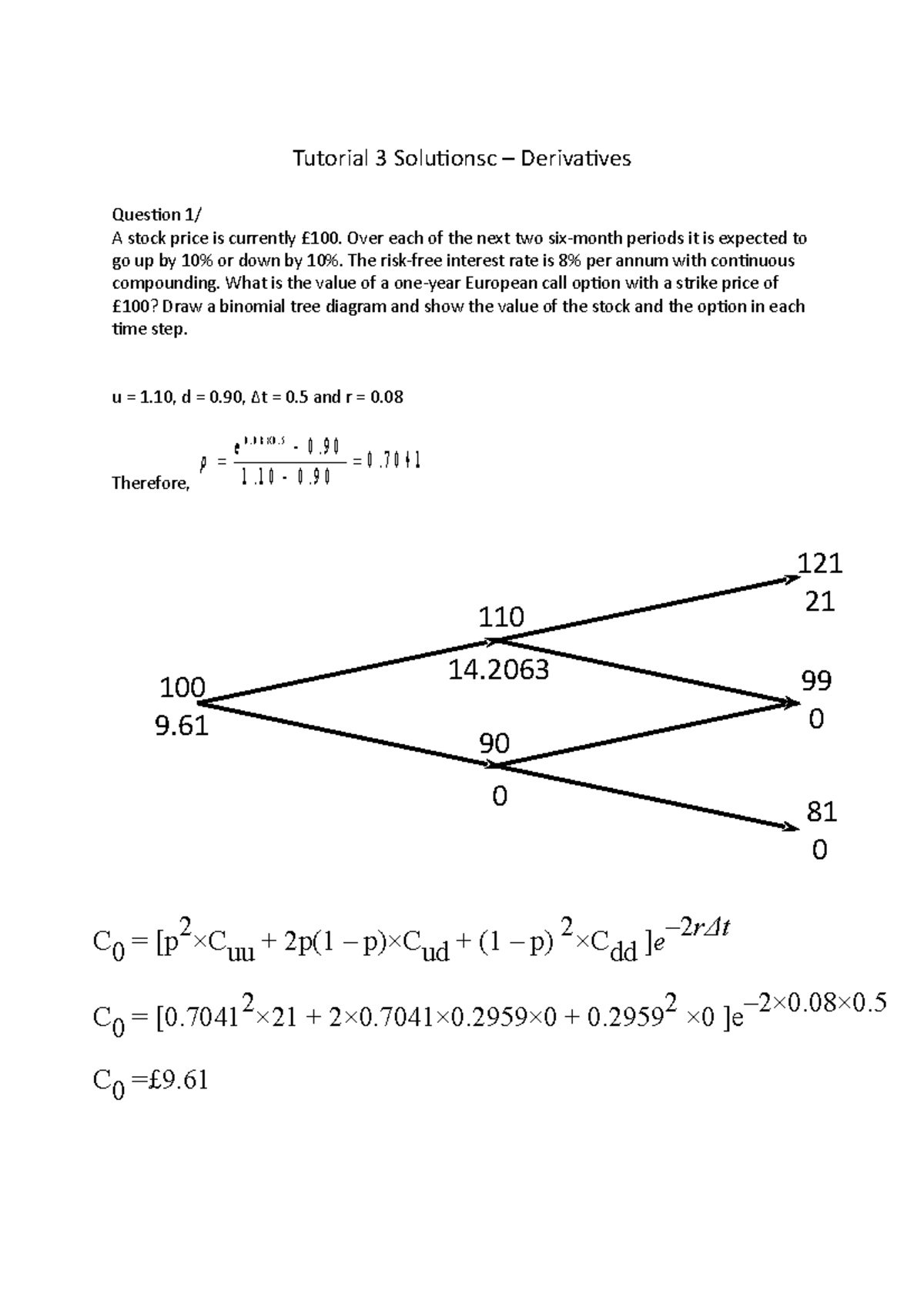 Tutorial 5 Solutions - Derivatives - Tutorial 3 Solutionsc ...