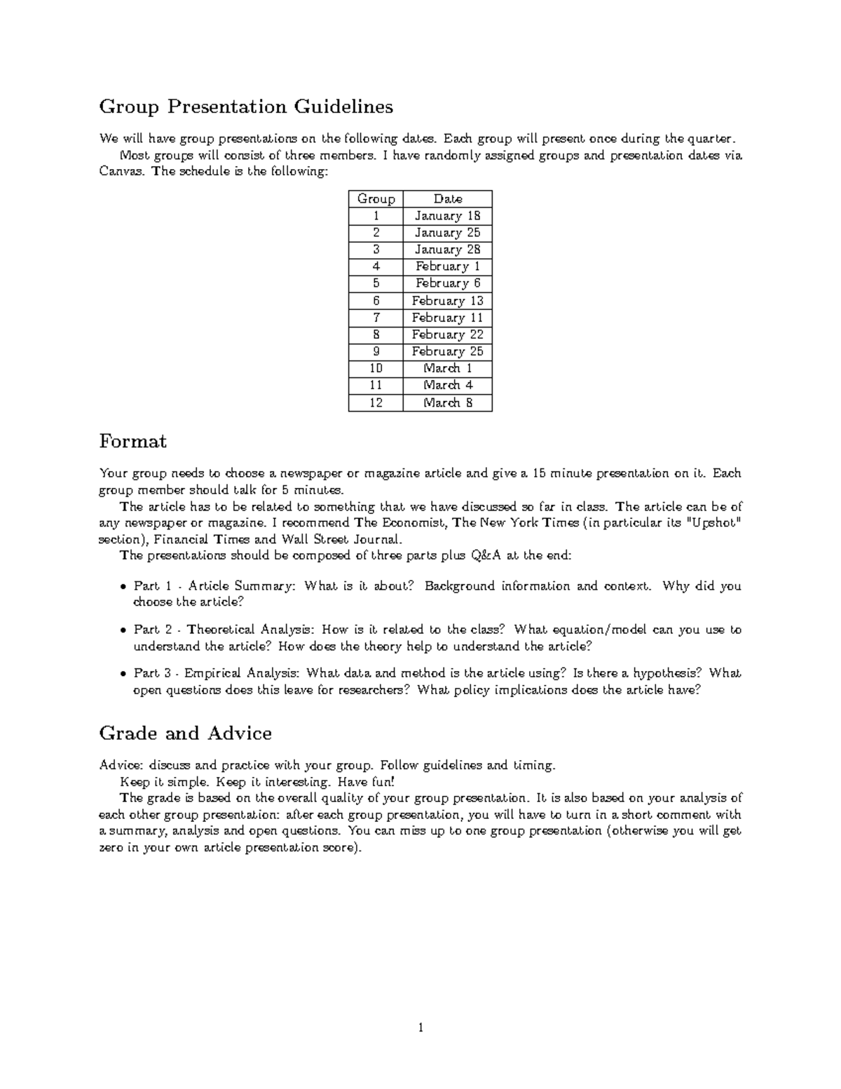 group presentation guidelines