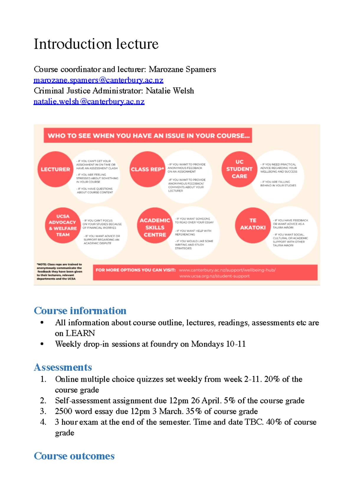 CRJU 201 week 1 lecture 1 - Introduction lecture Course coordinator and ...