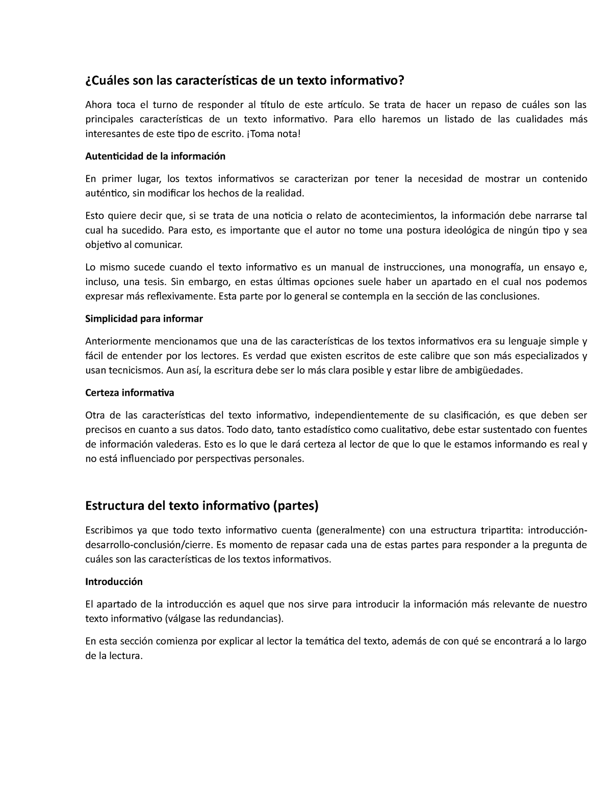 Cuáles Son Las Características De Un Texto Informativo - ¿Cuáles Son ...